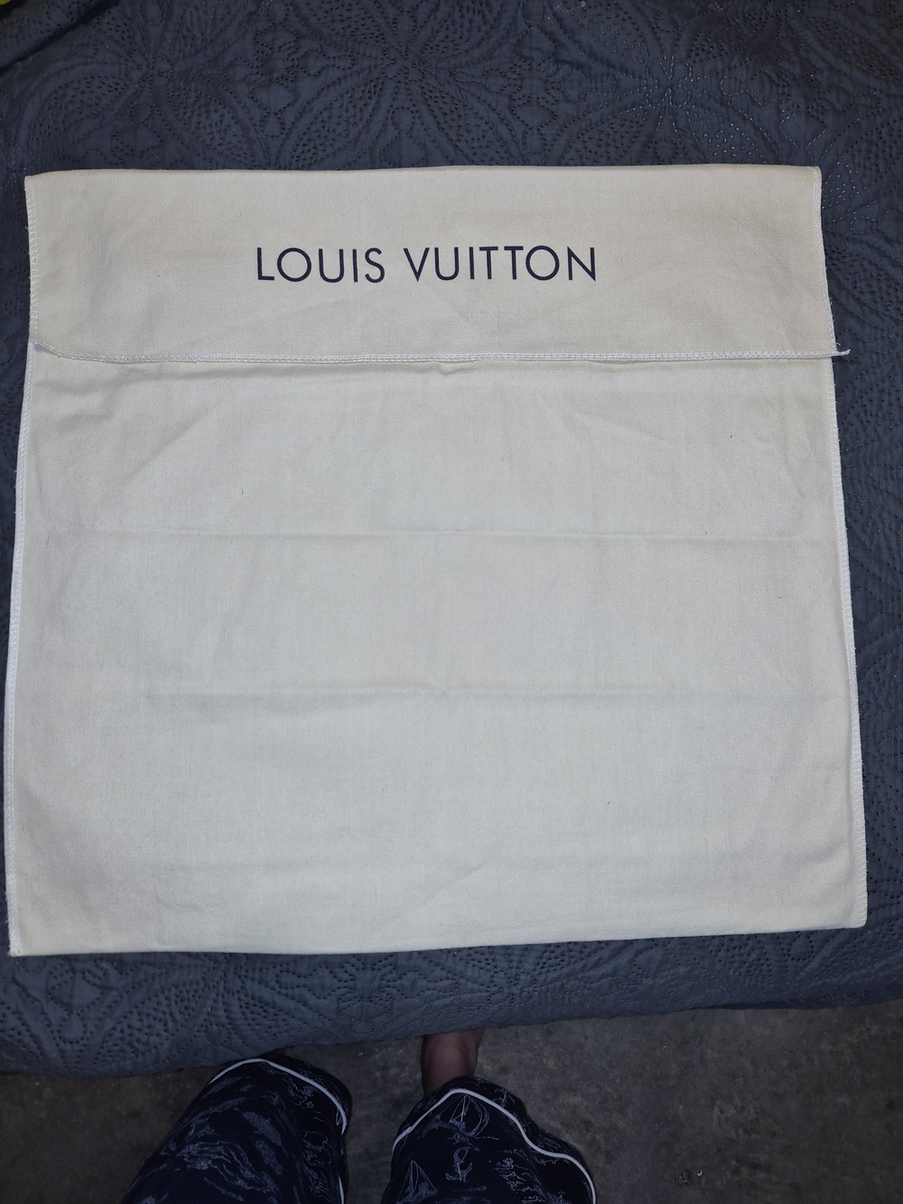 Louis Vuitton Large Cream Cotton Dust Bag Sleeve Flap Closure 21" x 22"